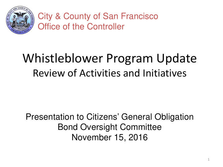 whistleblower program update