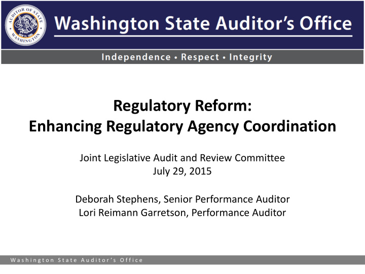 regulatory reform enhancing regulatory agency coordination