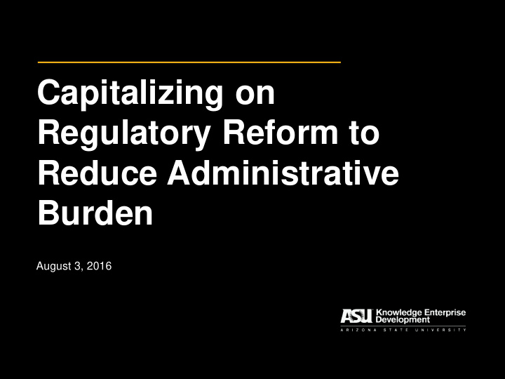 capitalizing on regulatory reform to reduce
