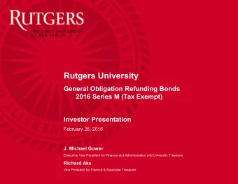 Rutgers University  General Obligation Refunding Bonds  2016 Series M (Tax Exempt)  Investor