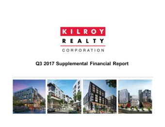 Kilroy Realty Corporation  Third Quarter 2017 Supplemental Financial Report  Table of Contents