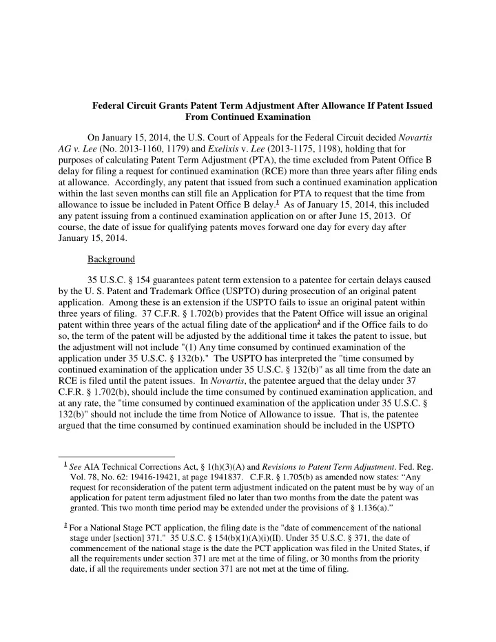 federal circuit grants patent term adjustment after