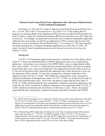 Federal Circuit Grants Patent Term Adjustment After Allowance If Patent Issued  From Continued