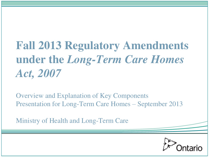 presentation for long term care homes september 2013