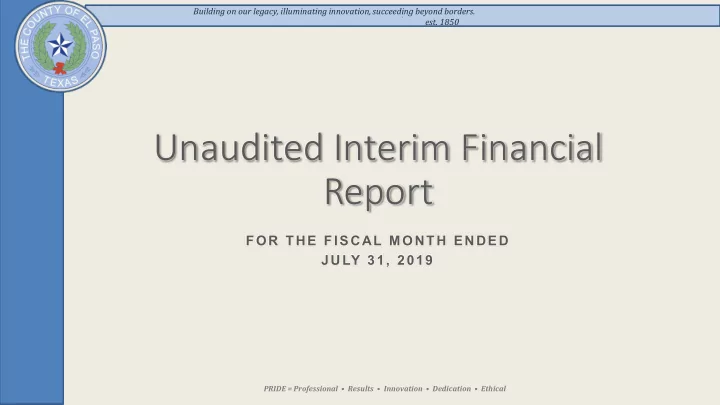 unaudited interim financial report