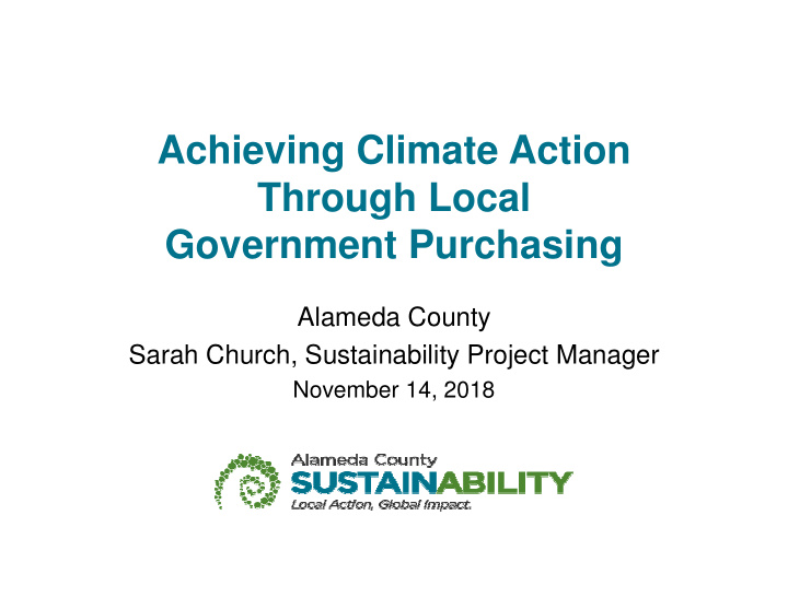 achieving climate action through local government