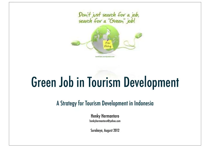 green job in tourism development