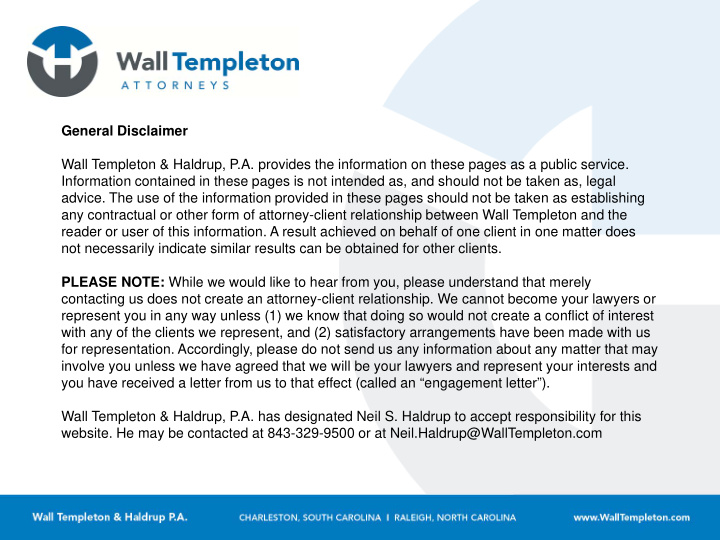 general disclaimer wall templeton haldrup p a provides