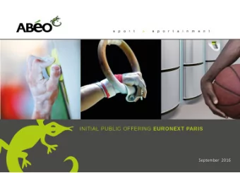 September  2016  Disclaimer  This presentation was prepared by ABEO (the &quot;Company&quot;) for