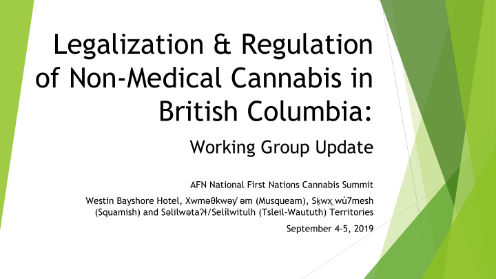 legalization regulation of non medical cannabis in