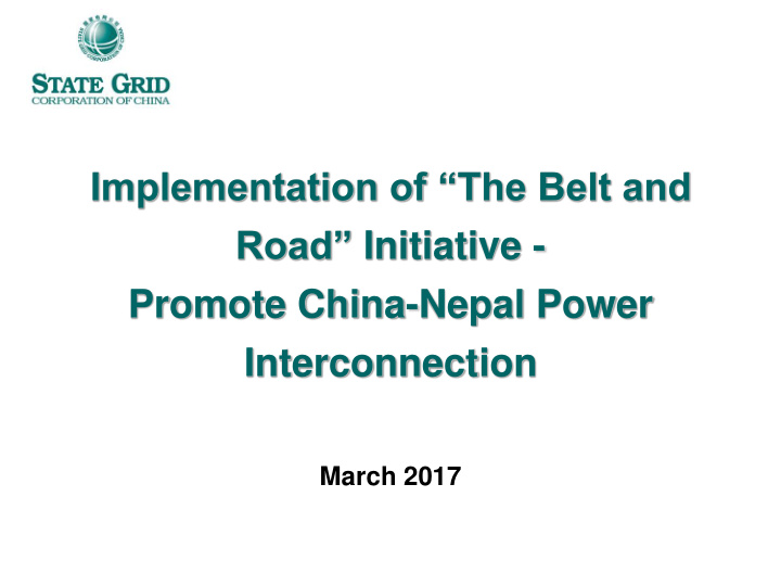 implementation of the belt and road initiative promote