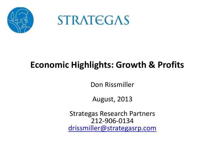 economic highlights growth profits