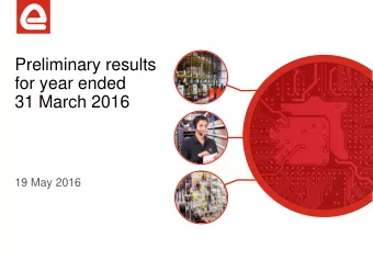 31 March 2016  19 May 2016  Agenda  Overview of results  Lindsley Ruth  Financial highlights  David