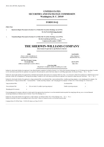 THE SHERWIN-WILLIAMS COMPANY  (Exact name of registrant as specified in its charter)  OHIO