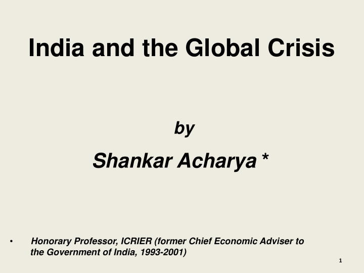india and the global crisis
