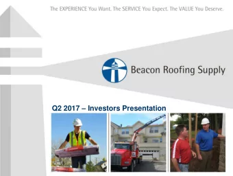 Q2 2017  Investors Presentation  Forward Looking Statements  and Non-GAAP Measures  This