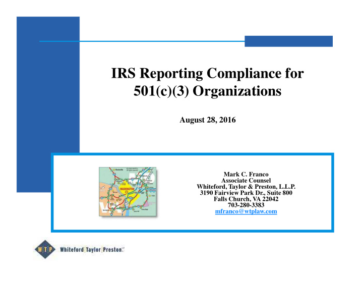 irs reporting compliance for 501 c 3 organizations