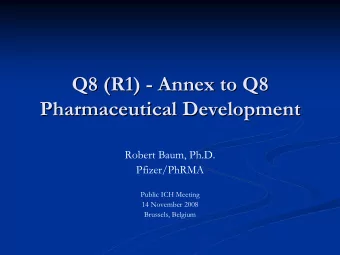 Q8 (R1) -  -  Annex to Q8  Q8 (R1)  Annex to Q8  Pharmaceutical Development  Pharmaceutical