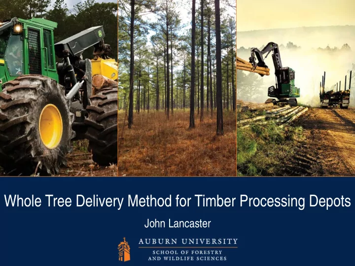 whole tree delivery method for timber processing depots