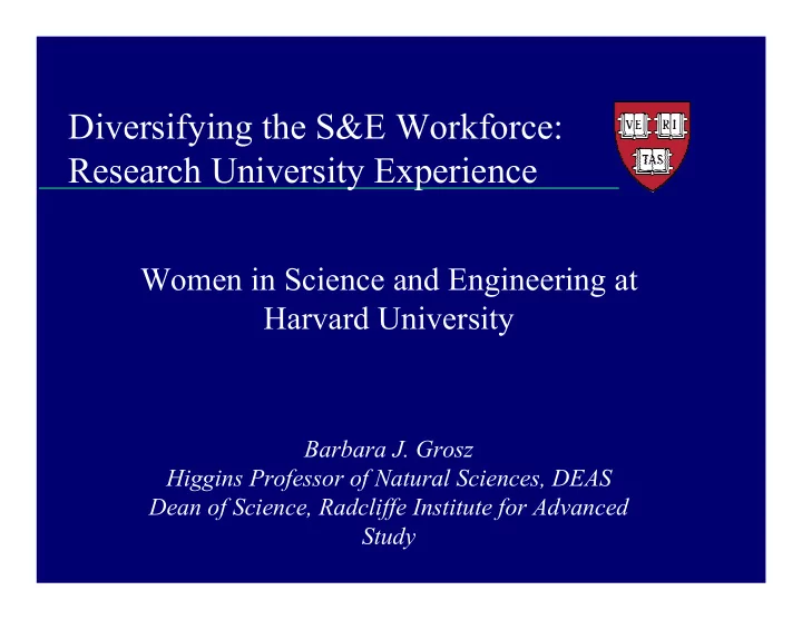 diversifying the s e workforce research university