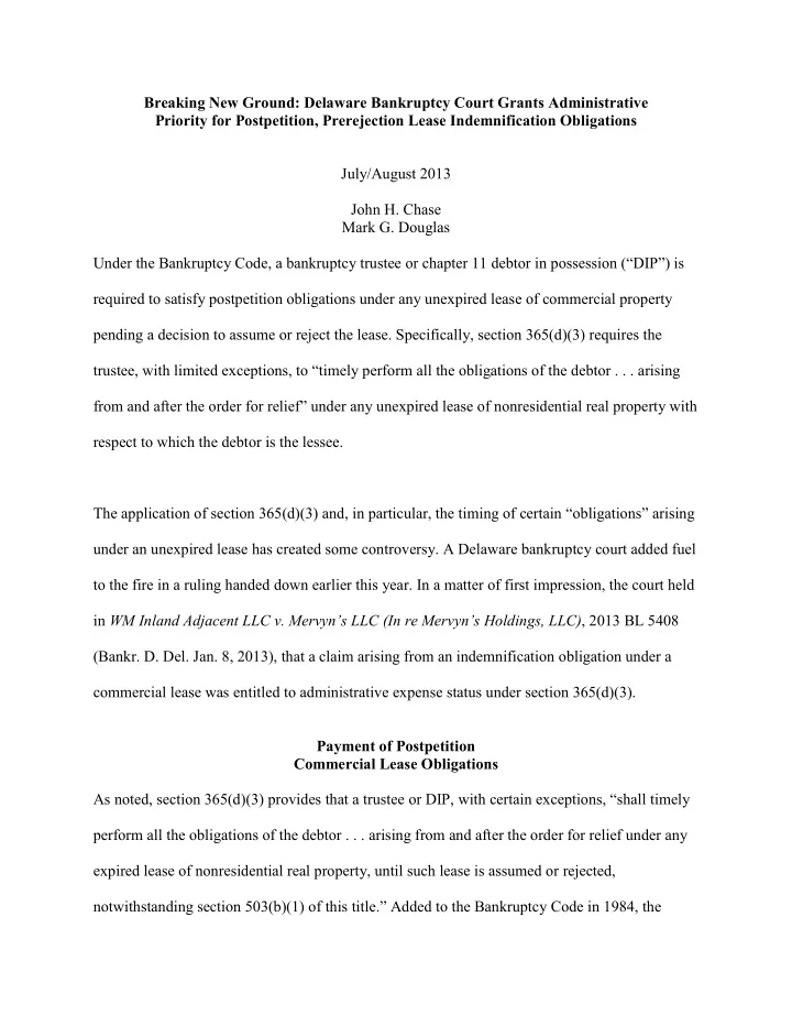 breaking new ground delaware bankruptcy court grants