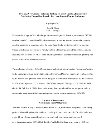 Breaking New Ground: Delaware Bankruptcy Court Grants Administrative Priority for Postpetition,