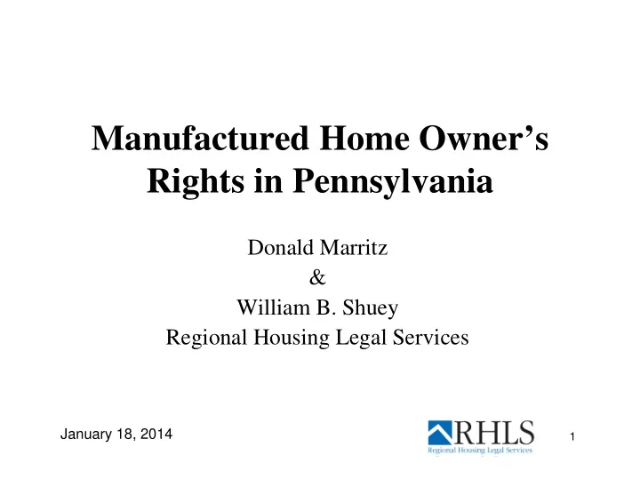 manufactured home owner s rights in pennsylvania