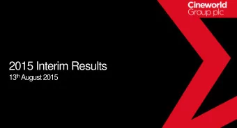 2015 Interim Results 13 th August 2015  Financial Review  Financial Highlights  Group  up  Group