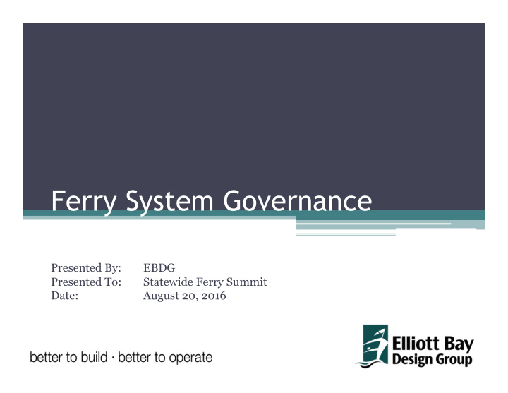 ferry system governance