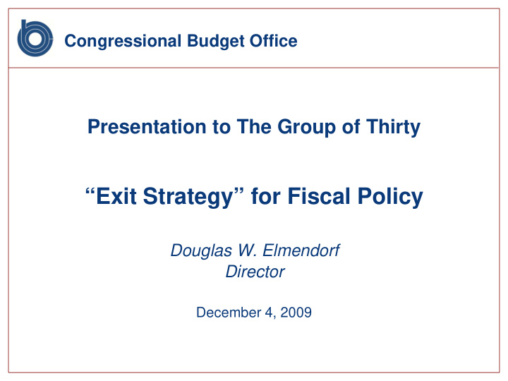 exit strategy for fiscal policy