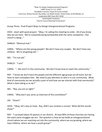 Group Three:  Final Project-Ways to Design Intergenerational Programs  VICKI-  (start with quick