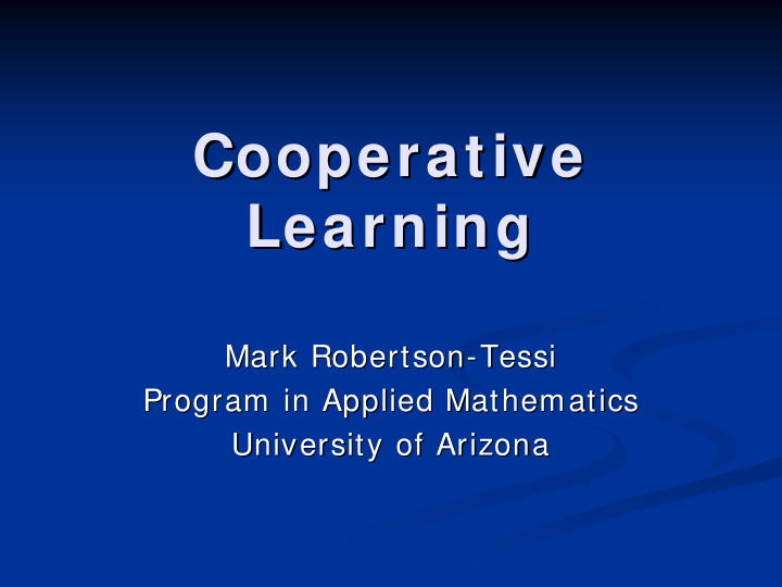 cooperative cooperative learning learning