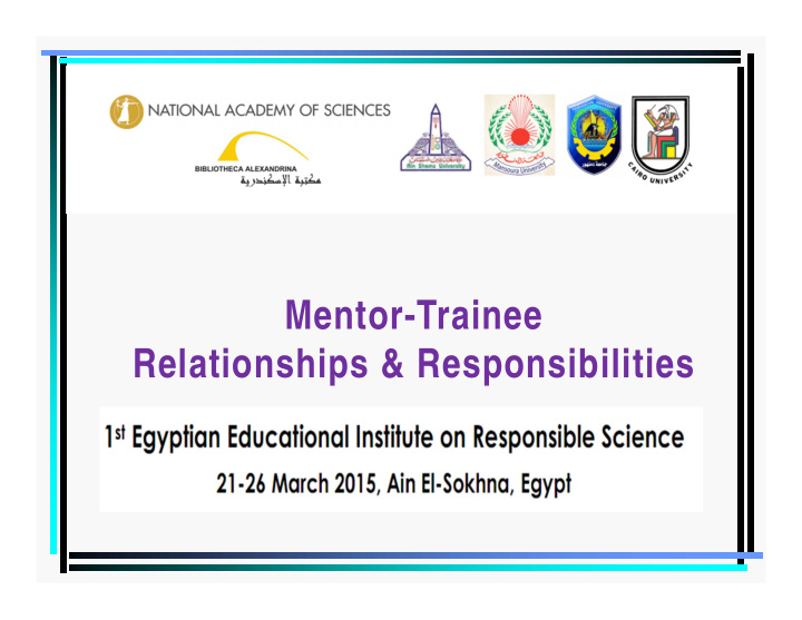 mentor trainee relationships responsibilities to