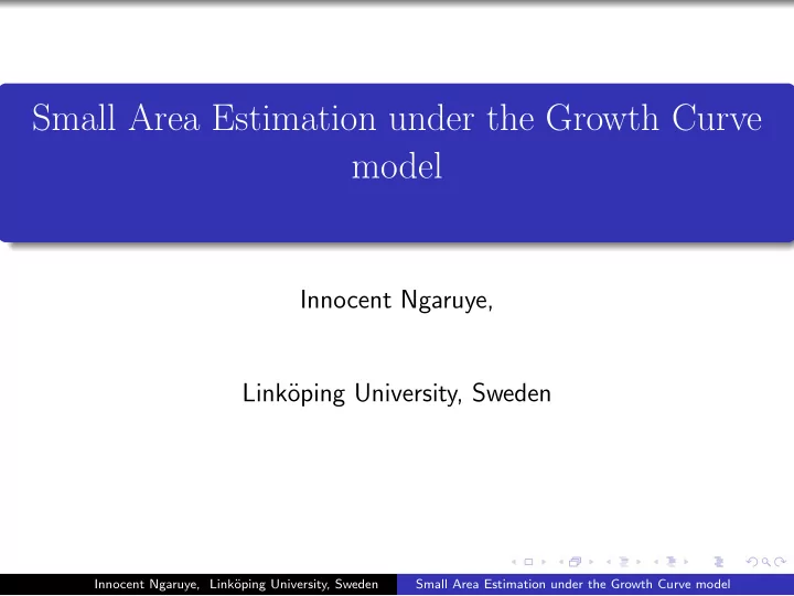 small area estimation under the growth curve model