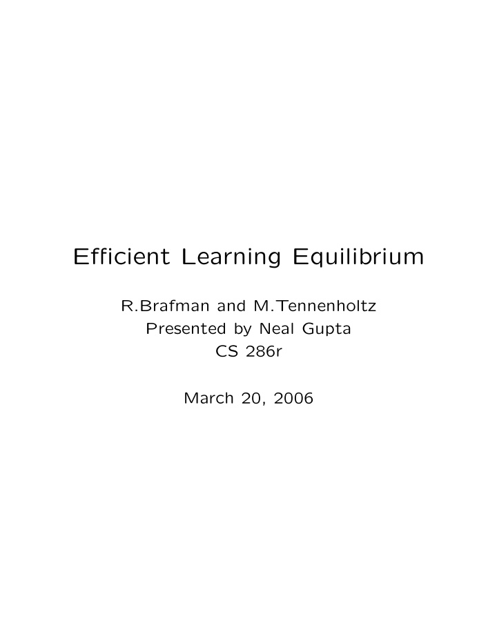 efficient learning equilibrium