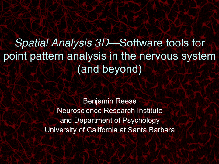 spatial analysis 3d software tools for point pattern
