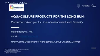 FISH FOR THOUGHT  How can you uncover the next-generation  products with the power to grow?