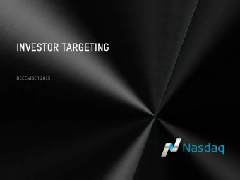 INVESTOR TARGETING  DECEMBER 2015  RECENT BUY-SIDE TRENDS IN EUROPE  Continued growth in low cost