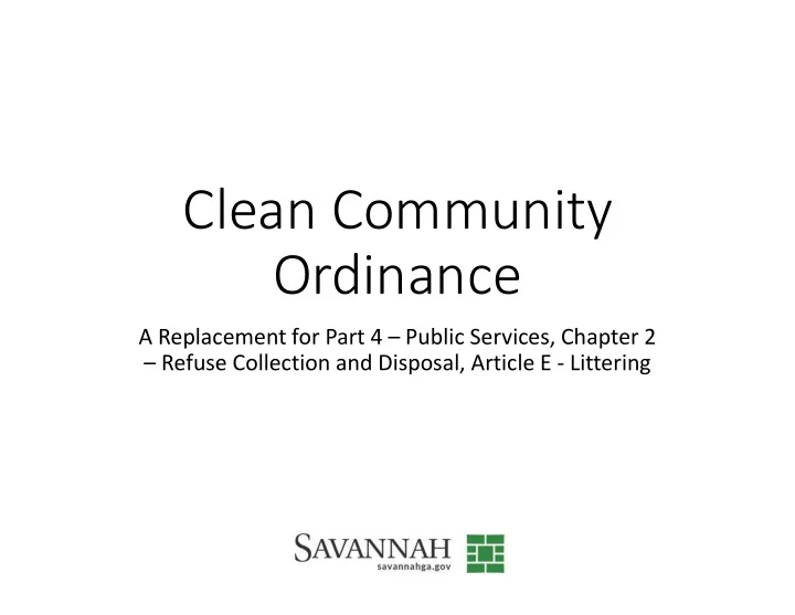 clean community ordinance