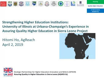 Hitomi Ho, AgReach  April 2, 2019  Strategic Partnerships for Higher Education Innovation and