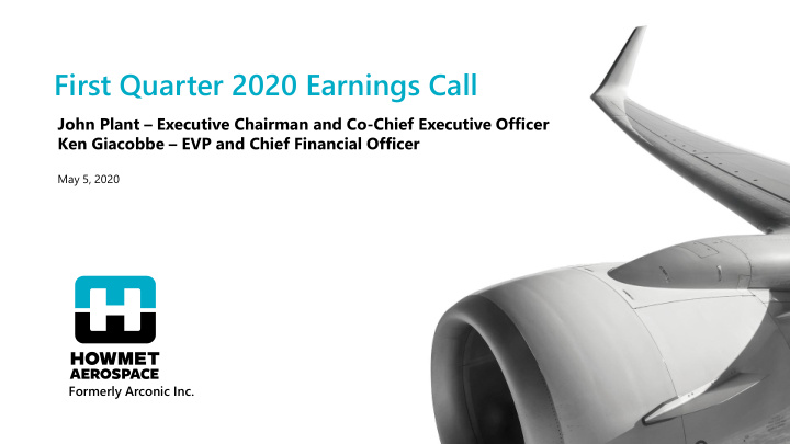 first quarter 2020 earnings call