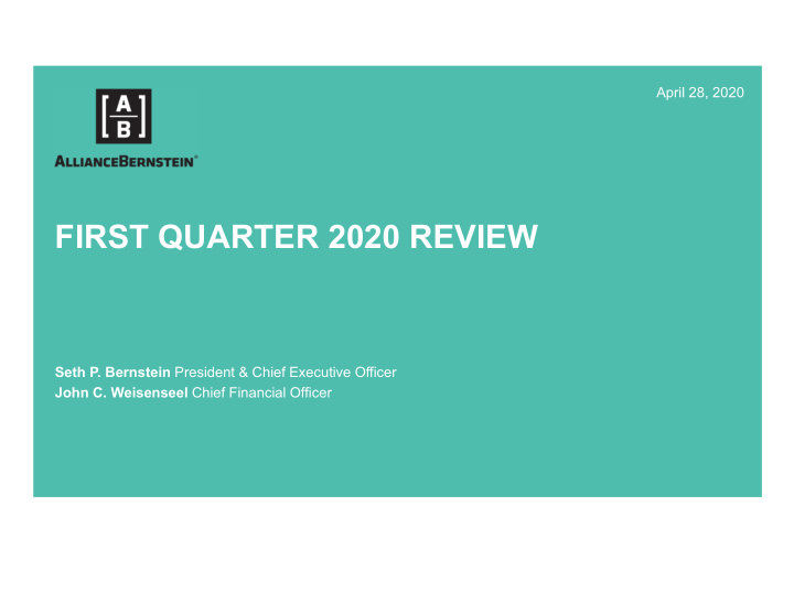 first quarter 2020 review
