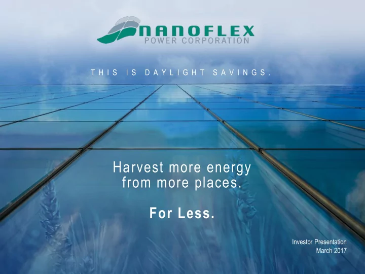 harvest more energy