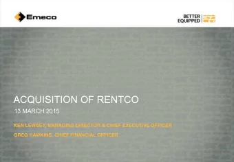ACQUISITION OF RENTCO  13 MARCH 2015  KEN LEWSEY, MANAGING DIRECTOR &amp; CHIEF EXECUTIVE OFFICER