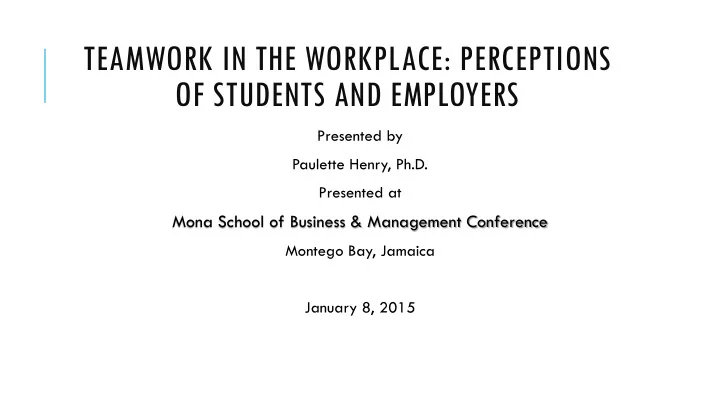 teamwork in the workplace perceptions