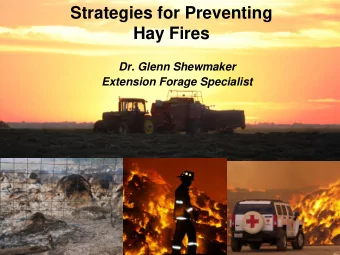Strategies for Preventing  Hay Fires  Dr. Glenn Shewmaker  Extension Forage Specialist  OBJECTIVES