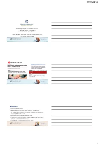 08/06/2018  Attracting People to a Sector in Crisis A Head Hunters perspective  Ciaran Sheehan,