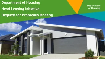Department of Housing  Head Leasing Initiative  Request for Proposals Briefing  The Northern