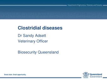 Clostridial diseases  Dr Sandy Adsett  Veterinary Officer  Biosecurity Queensland  Clostridial