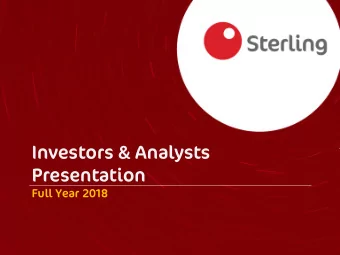 Investors &amp; Analysts  Presentation  Full Year 2018  Disclaimer  This presentation has been
